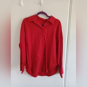 Daily Drills Red Women's Button-Up Shirt